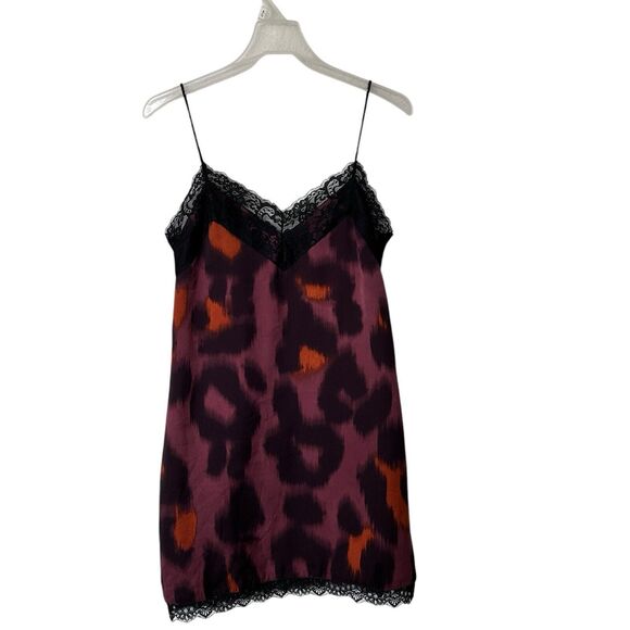 Zara Y2K Lace Trim Slip Dress Small Spaghetti Strap  Animal Print Cami Lined - Picture 2 of 12